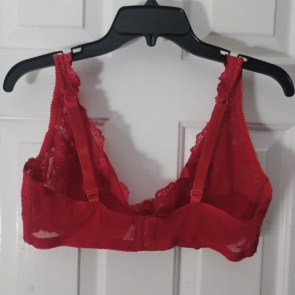 Body Form Red Lace Valentine's Day Underwire Bra Sz 40D - Picture 3 of 4